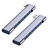 Parduodamas 90 laipsnių USB 3.0 C stebulės tipo C iki 4 prievadų skirstytuvo adapteris, skirtas Xiaomi Lenovo Macbook Pro 13 15 Air Pro kompiuterio priedams