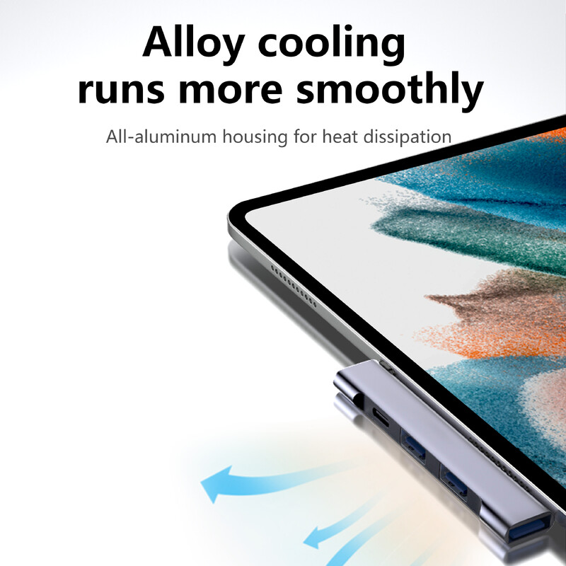 Parduodamas 90 laipsnių USB 3.0 C stebulės tipo C iki 4 prievadų skirstytuvo adapteris, skirtas Xiaomi Lenovo Macbook Pro 13 15 Air Pro kompiuterio priedams