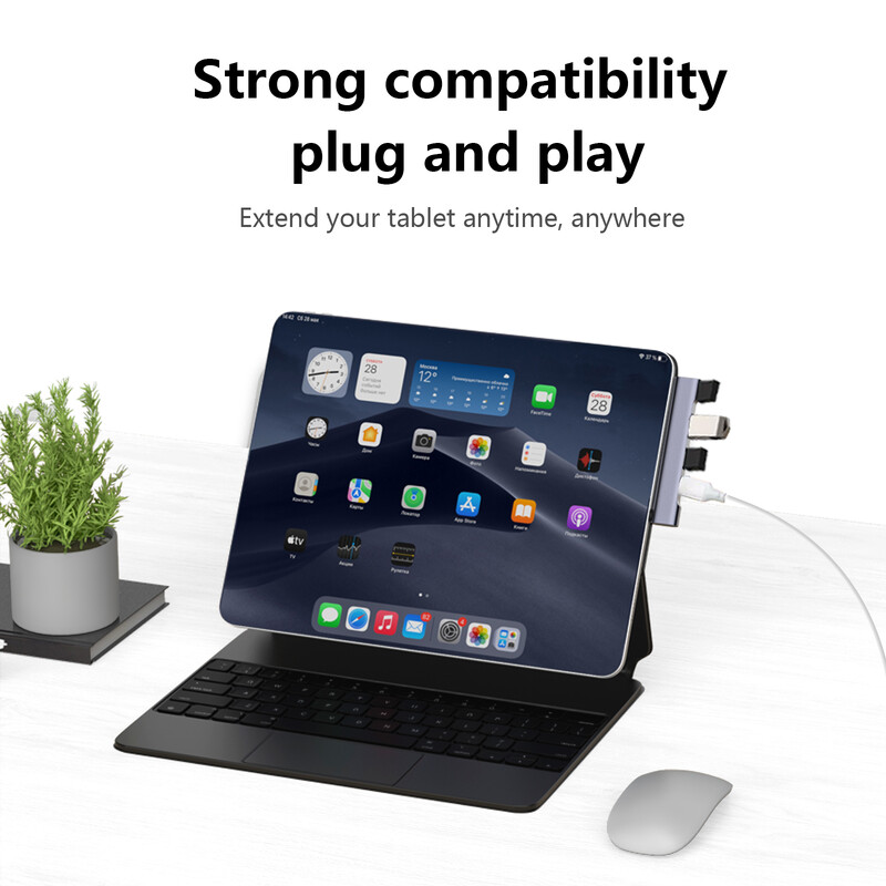 Parduodamas 90 laipsnių USB 3.0 C stebulės tipo C iki 4 prievadų skirstytuvo adapteris, skirtas Xiaomi Lenovo Macbook Pro 13 15 Air Pro kompiuterio priedams