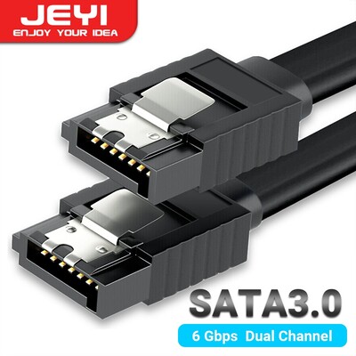 JEYI SATA III kabelis 6Gbps 39CM taisna saliekuma HDD SDD datu kabelis ar bloķēšanas aizbīdni SATA HDD SSD CD diska rakstīšanas galddatoram