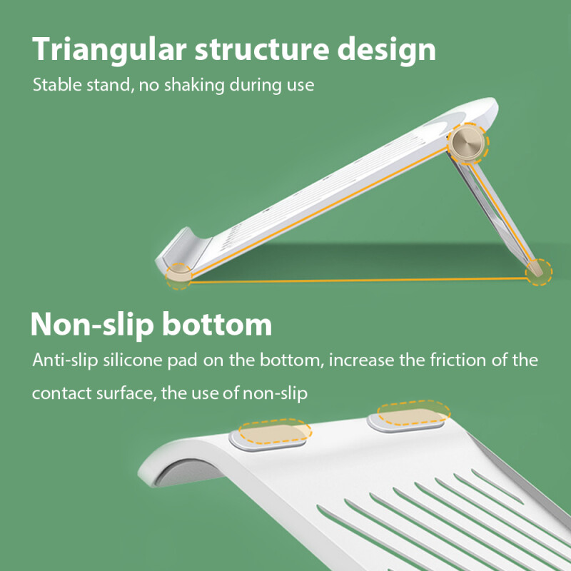 Klēpjdatora statīvs Regulējams salokāms pārnēsājams galddatora dzesēšanas kronšteina atbalsta pamatne, saderīga ar collām Macbook Air Pro