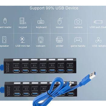 USB 3.0 Hub USB Hub 3.0 Multi USB Splitter 3 Hab Use Power Adapter 7 Port Multiple Expander 2.0 USB3 Hub with Switch for PC