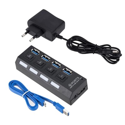 Hub USB 3.0 Hub USB 3.0 Splitter multiplu USB 3 Hab Use Adaptor de alimentare 7 porturi Multiple Expander 2.0 Hub USB3 cu comutator pentru PC