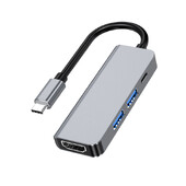 USB HUB tip C na HDMI kompatibilan 4 u 1 adapter s 2 USB 3.0 PD razdjelnika za punjenje za prijenosna računala MacBook Pro/Air/Huawei Mate