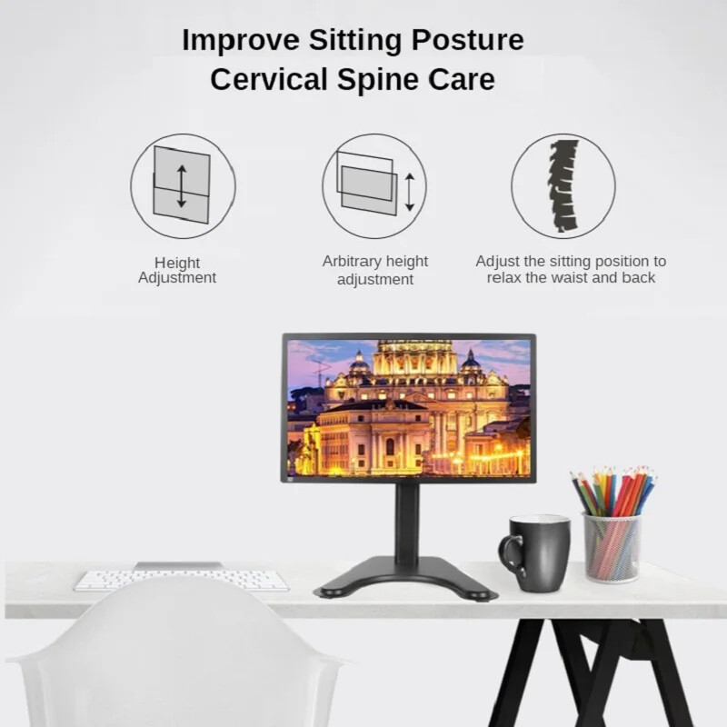 Monitoriaus stovas 14–32 colių stalinis svirtis, didelis kompiuterio pagrindo ekranas, laikiklis, reguliuojamo aukščio, laikikliai LCD LED stalinis kompiuteris VESA monitoriaus palaikymas