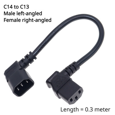 Adaptor de alimentare IEC 320 C14 la C13 de sex masculin la feminin Cablu de prelungire în unghi de 90 de grade pentru TV LCD cu montare LED