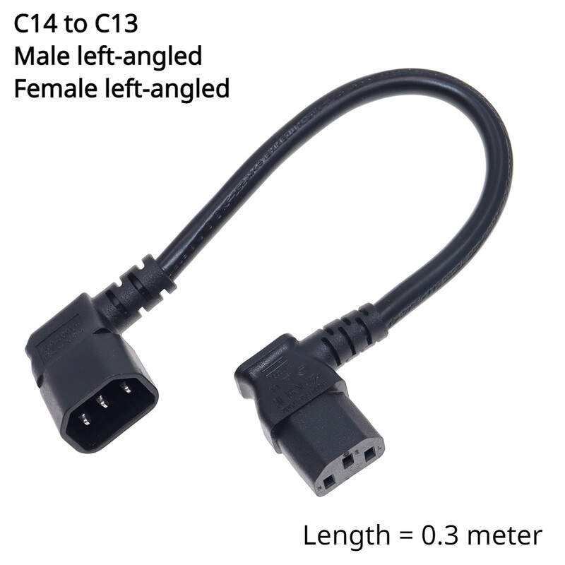 Adaptor de alimentare IEC 320 C14 la C13 de sex masculin la feminin Cablu de prelungire în unghi de 90 de grade pentru TV LCD cu montare LED