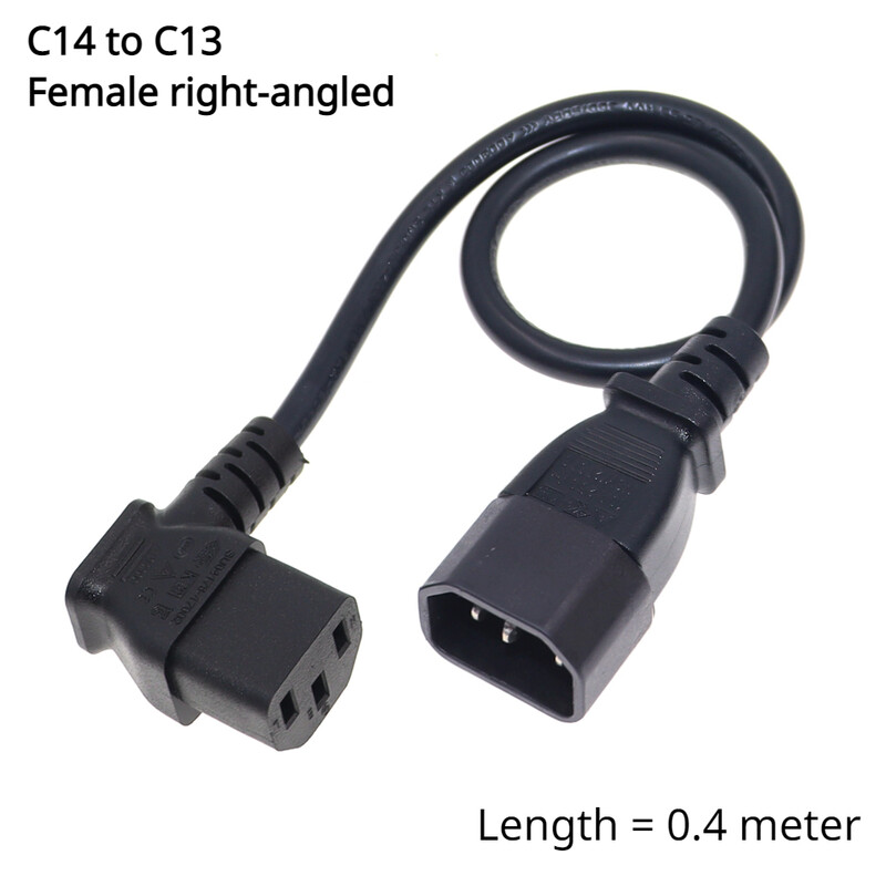 Adaptor de alimentare IEC 320 C14 la C13 de sex masculin la feminin Cablu de prelungire în unghi de 90 de grade pentru TV LCD cu montare LED