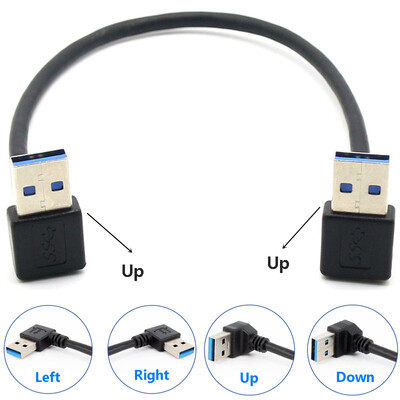 1 vnt 90 laipsnių kairėn dešinėn aukštyn žemyn kampu USB 3.0 kištukas iki USB3.0 kištukas A tipo vyriškas duomenų kabelis 25 cm 50 cm