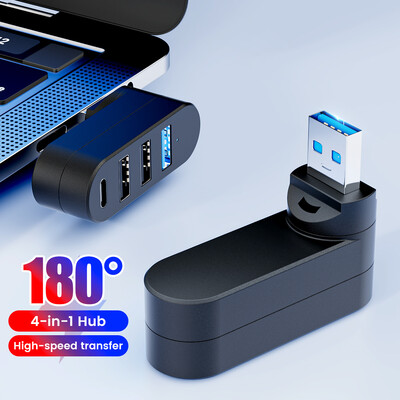 Četri vienā par 180 grādiem pagriežams USB uz USB/C tipa adapteris USB adapteris mobilo tālruņu datoriem