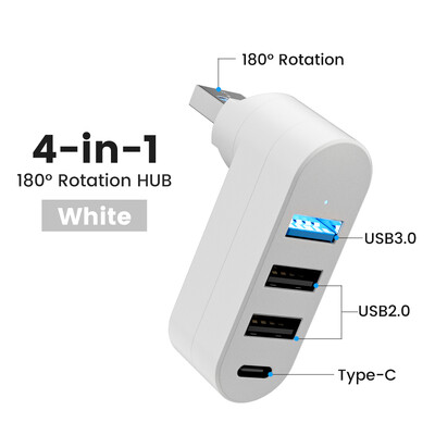 4 viename 180 laipsnių pasukamas USB į USB / C tipo adapteris USB adapteris mobiliųjų telefonų kompiuteriams
