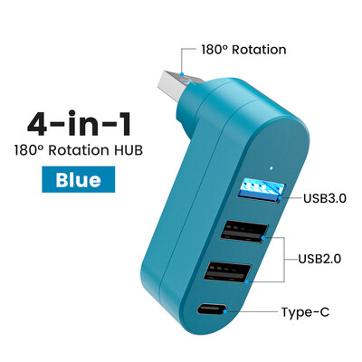 4 viename 180 laipsnių pasukamas USB į USB / C tipo adapteris USB adapteris mobiliųjų telefonų kompiuteriams