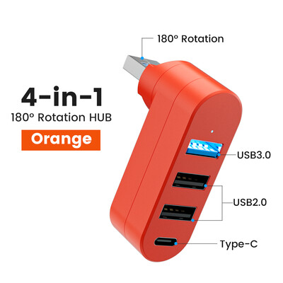 4 viename 180 laipsnių pasukamas USB į USB / C tipo adapteris USB adapteris mobiliųjų telefonų kompiuteriams