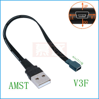 Mini USB 5pin B Tip Mascul Sus Jos Stânga Dreapta Unghi 90 de grade la USB 2.0 Mascul Cablu de date Mini USB Cablu plat 0,1 m/0,2 m/0,5 m/0,8 m