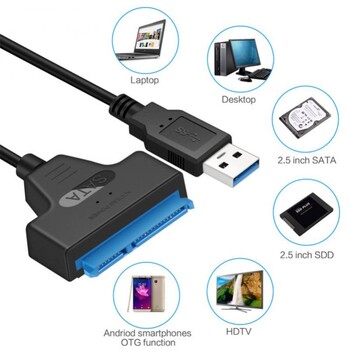 SATA към USB 3.0 / 2.0 кабел До 6 Gbps за 2,5-инчов външен HDD SSD твърд диск SATA 3 22-пинов адаптер USB 3.0 към Sata адаптери