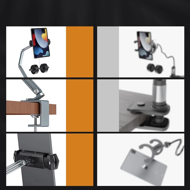 Nastaviteľný stojan na tablet s uhlopriečkou 4-12,9 palca, hliníkový držiak na rameno pre iPad Pro Mini Xiaomi Tab