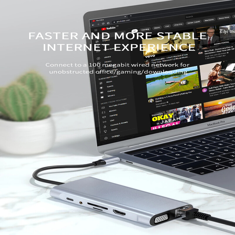 11 az 1-ben Type-C hub – HDMI adapter USB C hub 4K Thunderbolt 3 TF SD kártyaolvasó nyílás PD MacBook Air Pro M2 M1 Chip Hubhoz