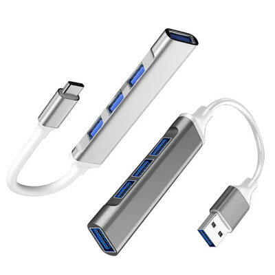 USB C centrmezgls USB 3.0 C tipa centrmezgls 4 portu vairāku sadalītāju adapteris 5 Gbps personālajam datoram Datoru piederumi Daudzportu HUB 4 USB 3.0 2.0 porti