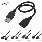 10cm 20cm USB 2.0 A Mascul la Femeie 90 Cablu adaptor de extensie unghiular USB2.0 Mascul la femela dreapta/stânga/jos/sus Cablu negru