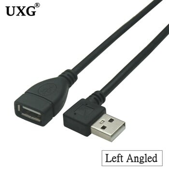 10cm 20cm USB 2.0 A αρσενικό σε θηλυκό 90 γωνιακό καλώδιο προσαρμογέα επέκτασης USB2.0 αρσενικό σε θηλυκό δεξιά/αριστερά/κάτω/πάνω Μαύρο καλώδιο καλωδίου