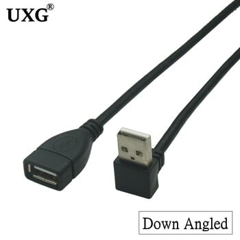 10cm 20cm USB 2.0 A αρσενικό σε θηλυκό 90 γωνιακό καλώδιο προσαρμογέα επέκτασης USB2.0 αρσενικό σε θηλυκό δεξιά/αριστερά/κάτω/πάνω Μαύρο καλώδιο καλωδίου