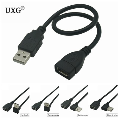 10cm 20cm USB 2.0 A αρσενικό σε θηλυκό 90 γωνιακό καλώδιο προσαρμογέα επέκτασης USB2.0 αρσενικό σε θηλυκό δεξιά/αριστερά/κάτω/πάνω Μαύρο καλώδιο καλωδίου