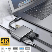 C tipa USB C uz HDMI saderīgs 4K adapteris VGA USB3.0 Audio video pārveidotājs PD 87W Ātrais lādētājs Macbook pro Samsung s9 s10