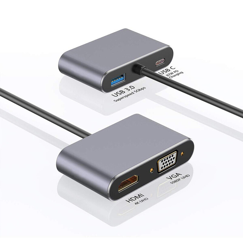 C tipa USB C uz HDMI saderīgs 4K adapteris VGA USB3.0 Audio video pārveidotājs PD 87W Ātrais lādētājs Macbook pro Samsung s9 s10