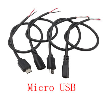 USB захранващ кабел 2/4-щифтов микро USB/USB 2.0 A/тип C мъжки и женски конектор за проводник Направи си сам удължителен кабел за зареждане на данни 30CM