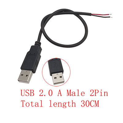 USB barošanas avota kabelis 2/4 kontaktu Micro USB/USB 2.0 A/C tipa vīrišķais kontaktdakšas vadu savienotājs DIY datu uzlādes pagarinātāja kabelis 30cm