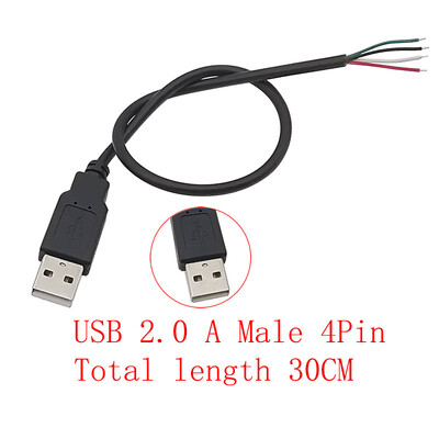 USB barošanas avota kabelis 2/4 kontaktu Micro USB/USB 2.0 A/C tipa vīrišķais kontaktdakšas vadu savienotājs DIY datu uzlādes pagarinātāja kabelis 30cm