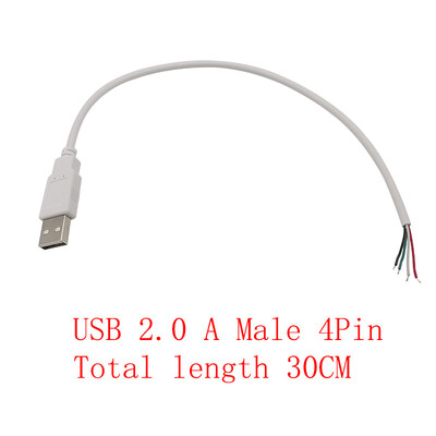USB barošanas avota kabelis 2/4 kontaktu Micro USB/USB 2.0 A/C tipa vīrišķais kontaktdakšas vadu savienotājs DIY datu uzlādes pagarinātāja kabelis 30cm