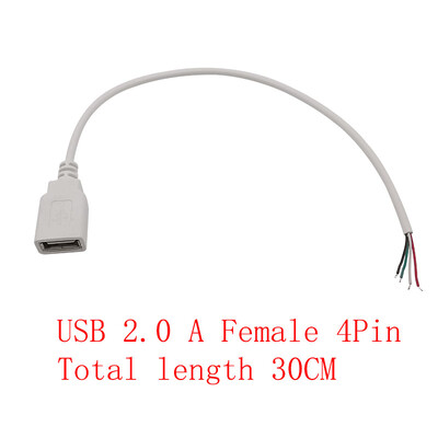USB barošanas avota kabelis 2/4 kontaktu Micro USB/USB 2.0 A/C tipa vīrišķais kontaktdakšas vadu savienotājs DIY datu uzlādes pagarinātāja kabelis 30cm