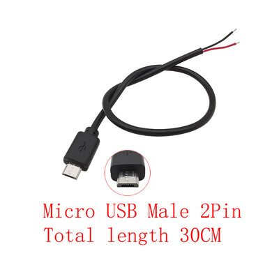 USB barošanas avota kabelis 2/4 kontaktu Micro USB/USB 2.0 A/C tipa vīrišķais kontaktdakšas vadu savienotājs DIY datu uzlādes pagarinātāja kabelis 30cm