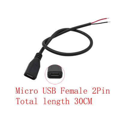 USB barošanas avota kabelis 2/4 kontaktu Micro USB/USB 2.0 A/C tipa vīrišķais kontaktdakšas vadu savienotājs DIY datu uzlādes pagarinātāja kabelis 30cm