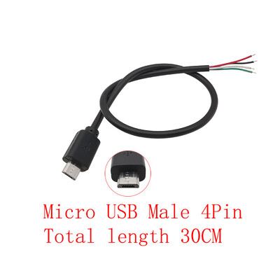 USB barošanas avota kabelis 2/4 kontaktu Micro USB/USB 2.0 A/C tipa vīrišķais kontaktdakšas vadu savienotājs DIY datu uzlādes pagarinātāja kabelis 30cm