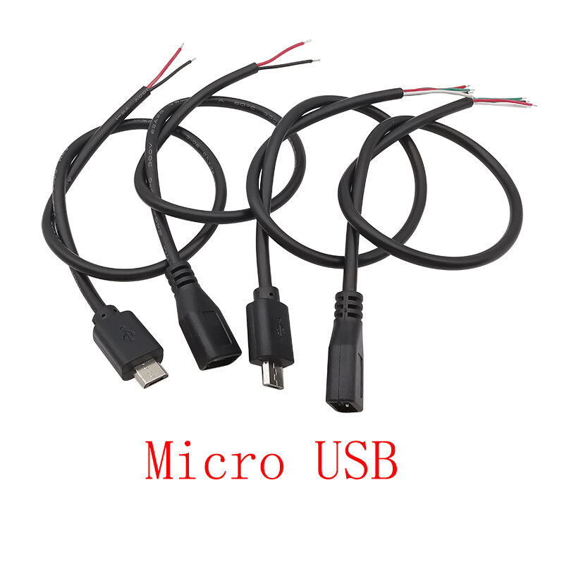 USB barošanas avota kabelis 2/4 kontaktu Micro USB/USB 2.0 A/C tipa vīrišķais kontaktdakšas vadu savienotājs DIY datu uzlādes pagarinātāja kabelis 30cm