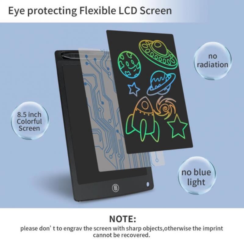 8,5 colio skystųjų kristalų rašymo planšetinis kompiuteris, elektroninis rašomasis logotipų lenta, skaitmeninė spalvinga rašysenos padėklo piešimo grafika vaikams gimtadienio dovana
