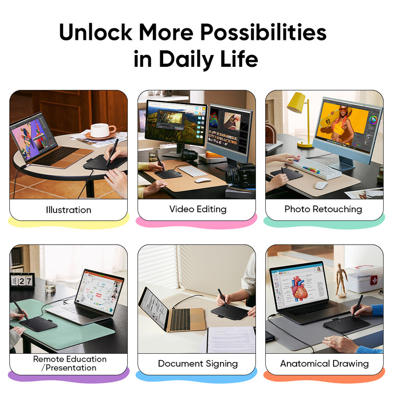 XPPen 6x4 colių grafinis rašiklis, planšetinis kompiuteris 16384 slėgio lygis 60° pakreipimo palaikymas 8 spartieji klavišai, skirti PC Android žaidimui osu