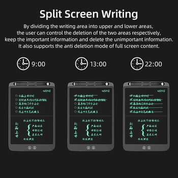 12-инчов LCD таблет за писане Електронна цифрова дъска за рисуване Ултратънка подложка за писане Разделен екран Изтриване с едно щракване с бутон за заключване
