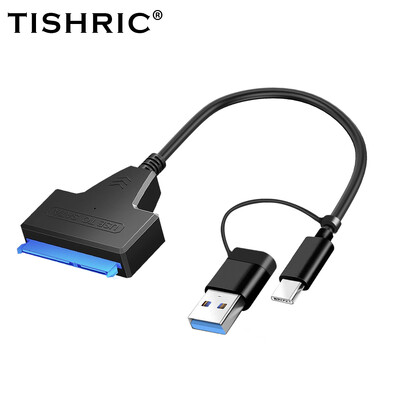 Kábel SATA na USB 3.0/Type-C/2 v 1 USB 3.0 Type-C s rýchlosťou až 6 Gb/s pre 2,5-palcový externý HDD SSD pevný disk, adaptér SATA 3 s 22-pinovým konektorom