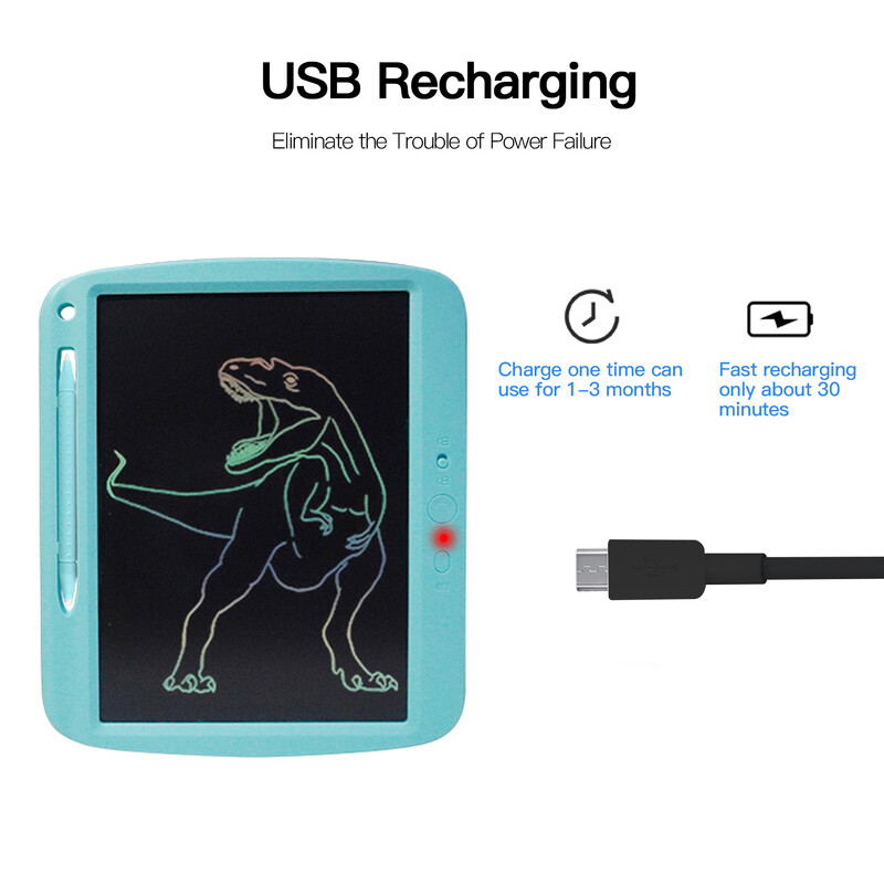 Įkraunamas LCD rašymo planšetinis kompiuteris 9 colių rašymo ranka piešimo planšetinis kompiuteris su rašiklio užrakto mygtuku, skirtas mažiems vaikams mokantis