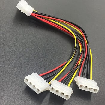 4-пинови IDE захранващи кабели HY1578 4-пинов Molex мъжки към 3-портов Molex IDE женски захранващ сплитер, адаптерен кабел