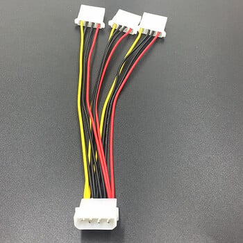 4-пинови IDE захранващи кабели HY1578 4-пинов Molex мъжки към 3-портов Molex IDE женски захранващ сплитер, адаптерен кабел