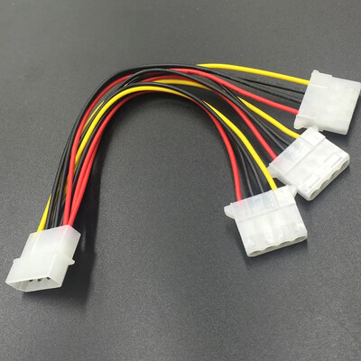 4-пинови IDE захранващи кабели HY1578 4-пинов Molex мъжки към 3-портов Molex IDE женски захранващ сплитер, адаптерен кабел