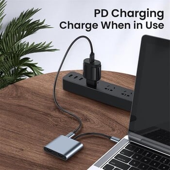 USB C 4In1 Laptop Docking Station Thunderbolt3/4 Type-C σε Διπλή Οθόνη HD Μετατροπέας USB 3.0 OTG με PD Charging Splitter Hub