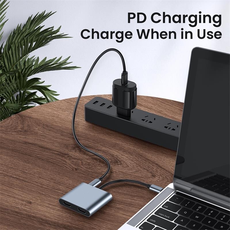 Stație de andocare USB C 4în1 pentru laptop Thunderbolt3/4 Type-C la ecran dublu HD Convertor USB 3.0 OTG cu hub splitter de încărcare PD