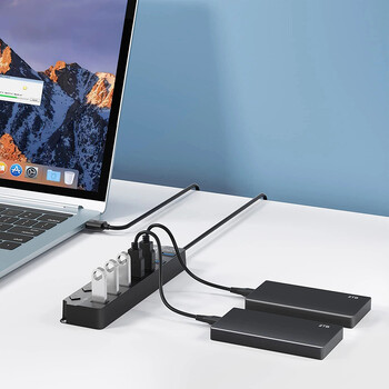 USB Hub 3.0 Високоскоростен мулти USB сплитер адаптер 7-портов мулти разширителен хъб с превключвател 100 см дълъг компютърен кабел за аксесоари