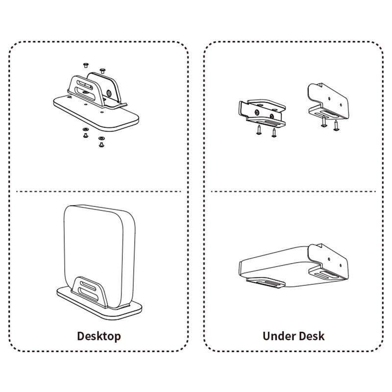 Sienas/galdvirsmas statīvs Galda stiprinājuma dokstacijas skrāpējumiem necaurlaidīgs akrila vertikālais statīvs Viegls piezīmjdatora dokstacijas statīvs Mac Mini 2023 M2 mikroshēmai