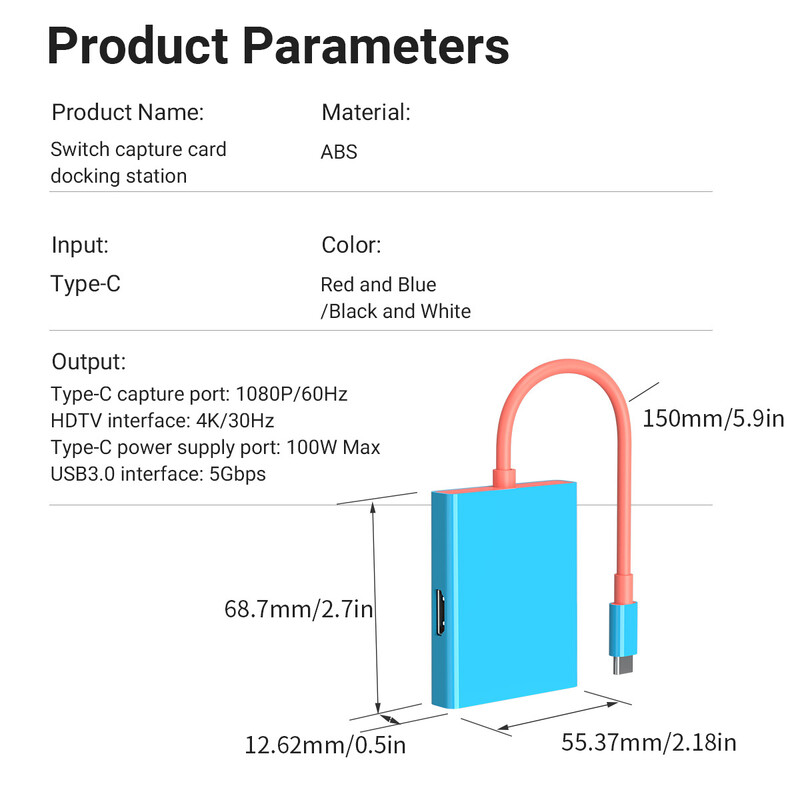 Placă de captură video Gopala 4K HDTV cu sursă de alimentare USB3.0 PD 100W pentru streaming live/jocuri/întâlniri Sistem Windows/Mac OS